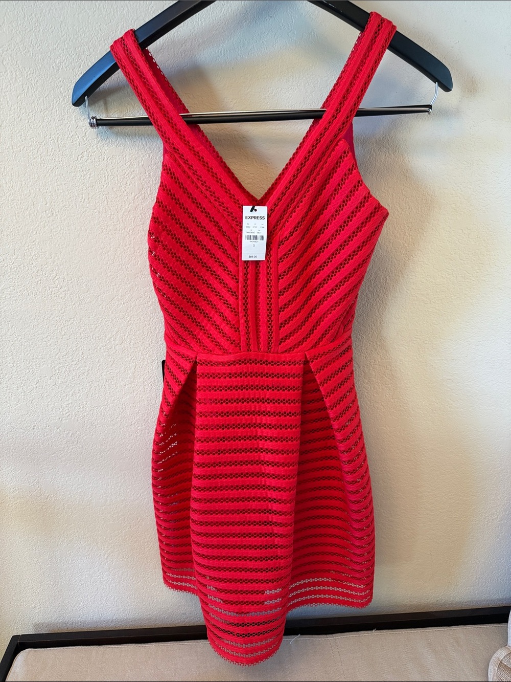 Express NWT Red V-Neck Sleeveless Fit & Flare Dress